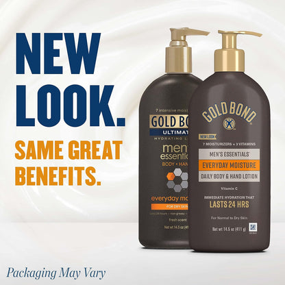 Gold Bond Men's Essentials Daily Body & Hand Lotion for Men, 14.5 Oz.