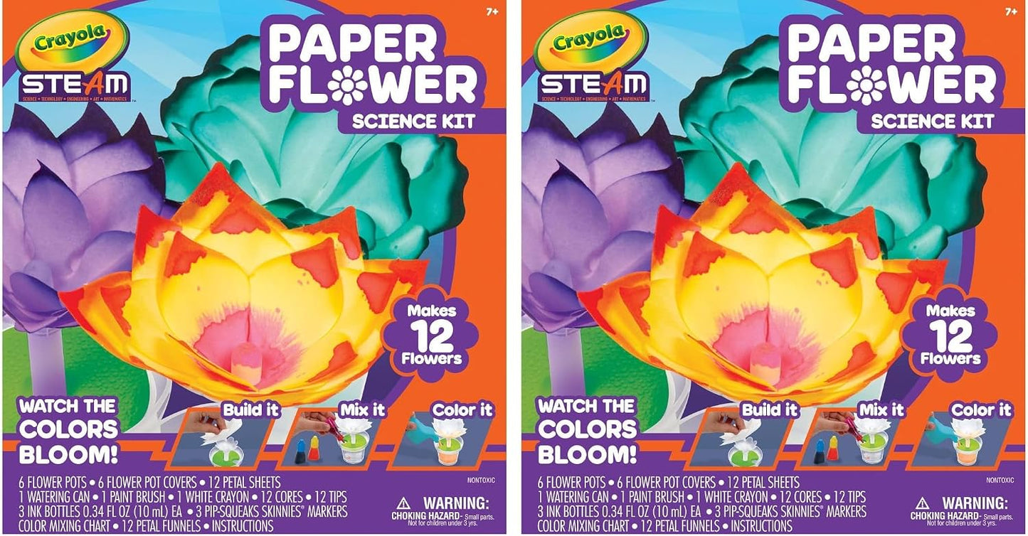 Crayola Paper Flower Science Kit, Color Changing Flowers, Gift for Kids Ages 7, 8, 9, 10 (Pack of 2)