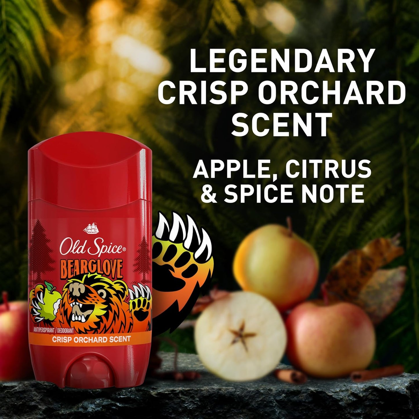 Old Spice Aluminum Free Deodorant for Men, 24/7 Odor Protection, 24/7 Freshness & Lasting Scent, Goes on Clear, Bearglove with Crisp Orchard Scent, 2.6 oz