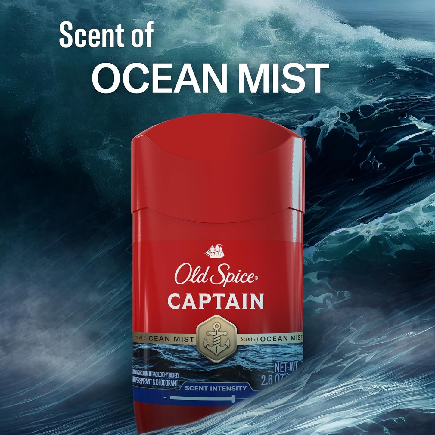 Old Spice Antiperspirant Deodorant for Men, 24/7 Sweat & Odor Protection, 24/7 Lasting Freshness, Invisible Solid, Captain with Bergamot Scent, 2.6 oz (Pack of 6)