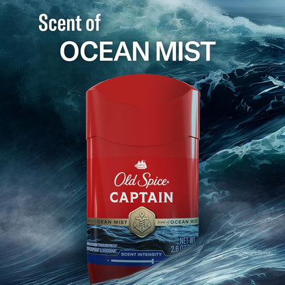 Old Spice Antiperspirant Deodorant for Men, 24/7 Sweat & Odor Protection, 24/7 Lasting Freshness, Invisible Solid, Captain with Bergamot Scent, 2.6 oz (Pack of 6)