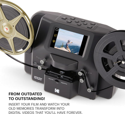 KODAK REELS 8mm & Super 8 Film Digitizer, 1080p MP4, 5" LCD, 8MP Scanner