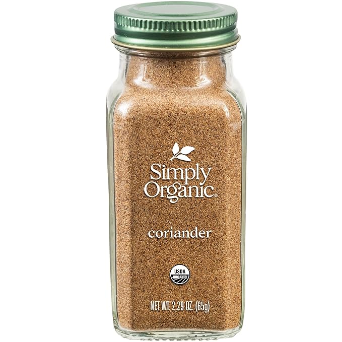 Simply Organic Ground Coriander Seed, 2.29-Ounce, Rich, Warm Earthy Yet Fruity Flavor, Bright Aroma, Slight Citrus Undertones | Rich, Warm Earthy Yet Fruity Flavor, Bright Aroma, Slight Citrus Undertones