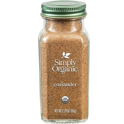 Simply Organic Ground Coriander Seed, 2.29-Ounce, Rich, Warm Earthy Yet Fruity Flavor, Bright Aroma, Slight Citrus Undertones | Rich, Warm Earthy Yet Fruity Flavor, Bright Aroma, Slight Citrus Undertones
