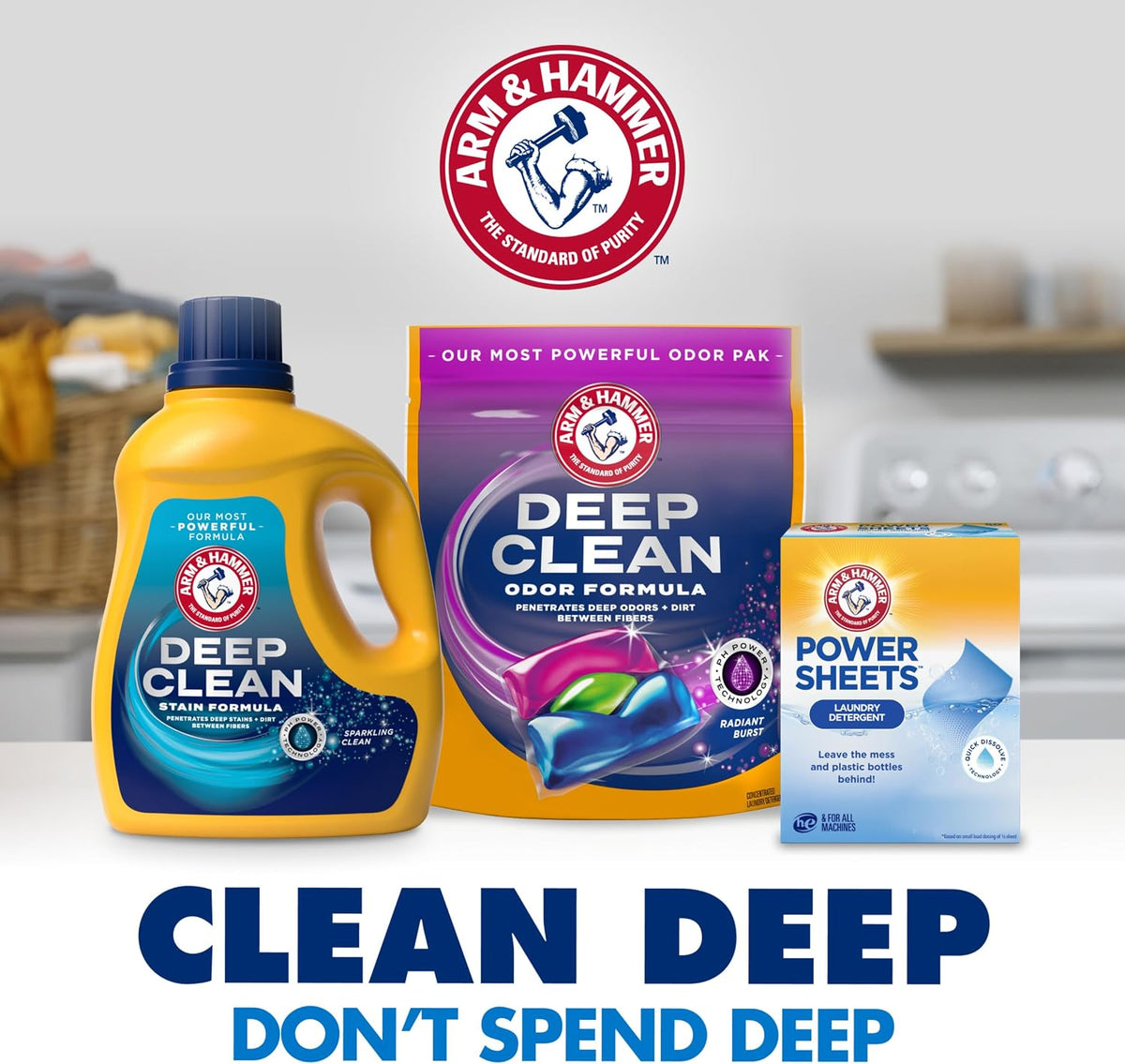 ARM & HAMMER Power Sheets Laundry Detergent, Fresh Breeze Scent, 60ct