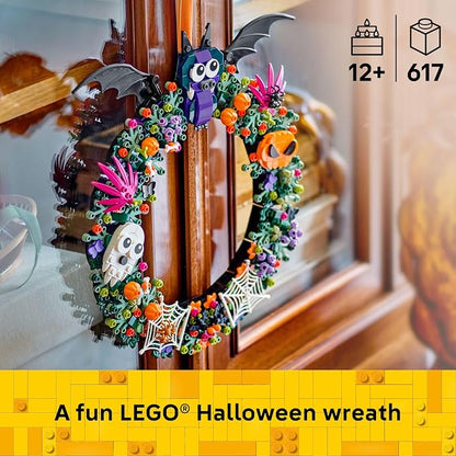 LEGO Halloween Wreath 40825 | Building Toys for Boys & Girls, Ages 12+, Halloween Decor & Craft, W/ String to Hang, 617 pieces, Gift for Kids