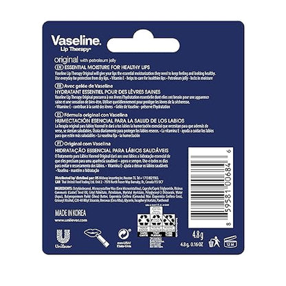 Vaseline Lip Therapy Care Original,Fast-Acting Nourishment,Ideal for Chapped,Dry,Cracked,or Damaged Lips,Lip Balm,0.16 Ounce,(Pack of 24)