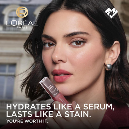 L'Oreal Paris Hyaluron Tint Lip Stain Serum, Long Lasting, Hydrating Lip Makeup Infused with Hyaluronic Acid, 217 Smoky Mauve (Dusky Pink)