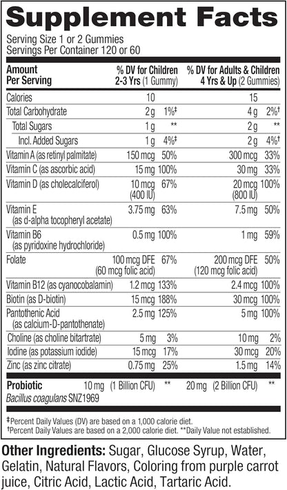 OLLY Kids Multi & Probiotic Gummy, Digestive Support - 120 Count Pouch
