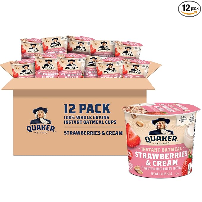 Quaker Express Cups, Strawberry & Cream, 12 Count