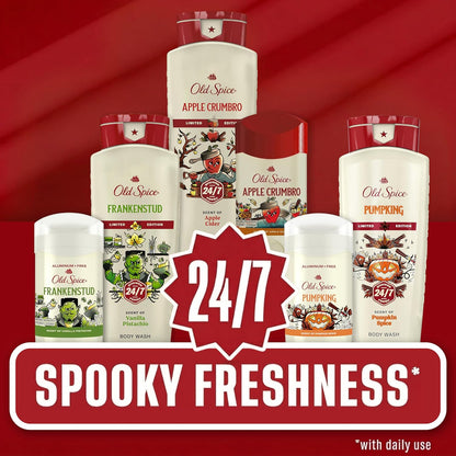 Old Spice Body Wash for Men, Fallidudes Edition, 24/7 Frightful Freshness, Long Lasting Cleanse & Refresh, Apple Crumbro with Apple Cider Scent, 16 oz