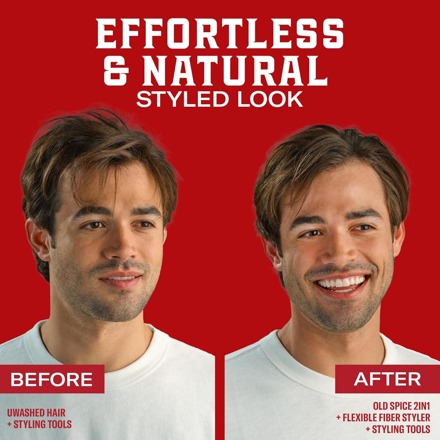 Old Spice Flexible Fiber for Men, Healthy & Strong with Vitamin E & Biotin, Men's Hair Styling Fiber, Low Hold, Low Shine, 2.22 oz, Twin Pack