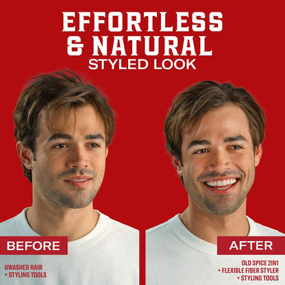 Old Spice Flexible Fiber for Men, Healthy & Strong with Vitamin E & Biotin, Men's Hair Styling Fiber, Low Hold, Low Shine, 2.22 oz, Twin Pack