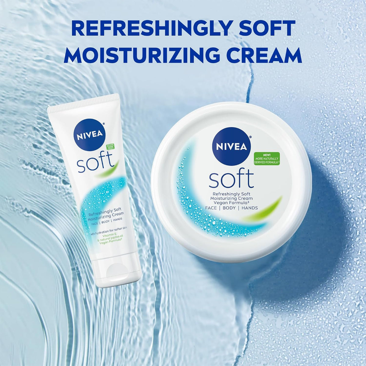 NIVEA Soft Refreshingly Soft Cream for Face, Hand and Body, 16 Fl Oz (Pack of 6)