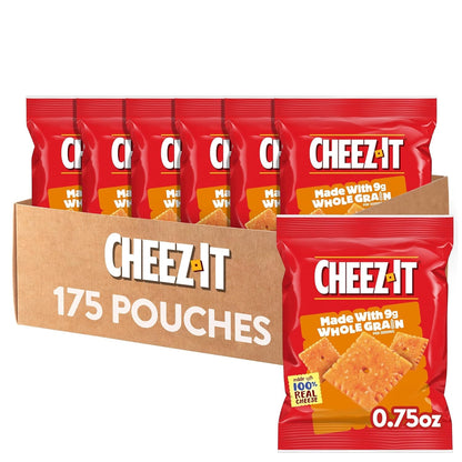 Cheez-It Cheese Crackers, Baked Snack Crackers, Made with Whole Grain, Original (175 Pouches)