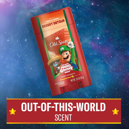Old Spice Aluminum Free Deodorant for Men, Old Spice x The Super Mario Galaxy Movie, 24/7 Lasting Freshness, Lasting Odor Protection, Smell Super with Desert Detour, Vanilla Sands Scent, 3.0 oz