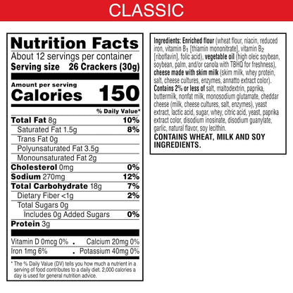 Cheez-It Cheese Crackers, Baked Snack Crackers, Lunch Snacks, Extra Cheesy, 12.4oz Box (1 Box)