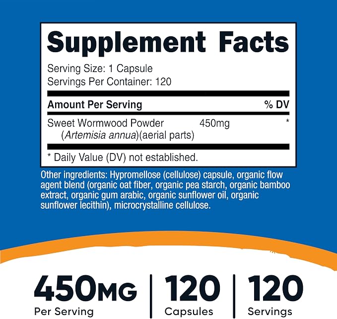 Nutricost Wormwood Capsules 450mg, 120 Capsules, Gluten-Free & GMO-Free (Pack of 2)