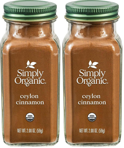 Simply Organic Ceylon Ground Cinnamon, 2.08 Ounce, Non-GMO Organic Cinnamon Powder (Pack of 2)