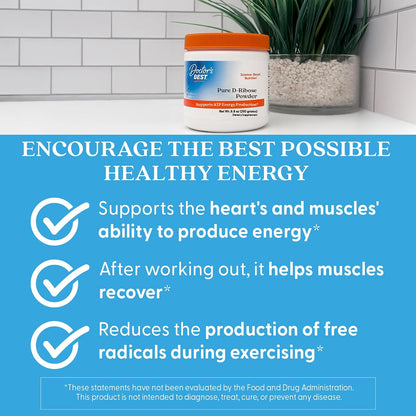 Doctor's Best Pure D Ribose Powder Supplement, Gluten Free, Vegan, 8.8 oz