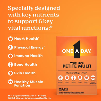 One A Day Women’s Petites Multivitamin,Supplement with Vitamin A, C, D, E and Zinc for Immune Health Support, B Vitamins, Biotin, Folate (as folic acid) & more,Tablet, 160 count
