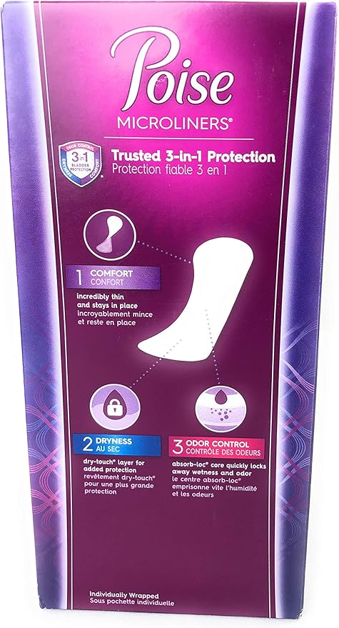 Poise Microliners, incontinence panty liners, lightest absorbency, regular, 54 Count, PACK OF 2