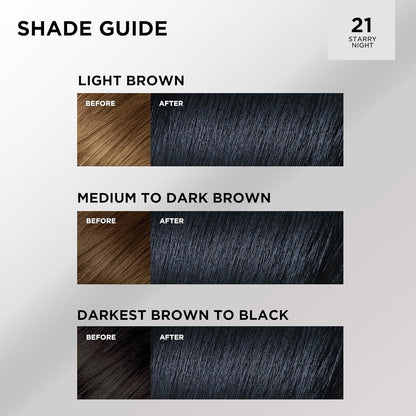 L'Oreal Paris Feria Multi-Faceted Shimmering Permanent Hair Color, 21 Starry Night (Bright Black), Pack of 1 Hair Dye Kit