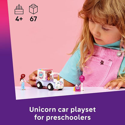 LEGO Friends Unicorn Cake Delivery Car Building Toy for Girls & Boys - Pretend Play Set for Preschool Kids, Ages 4+ - W/Paisley & Leo Minidolls & Accessories - Gift Idea for Birthdays - 42675