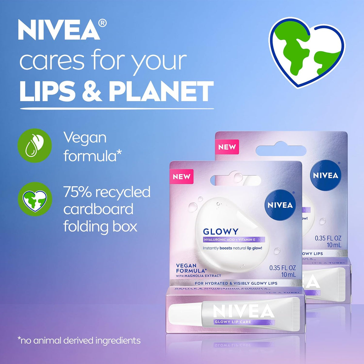 NIVEA Glowy Lip Balm, 2 x 0.35 FL OZ