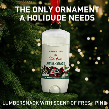 Old Spice Aluminum Free Deodorant for Men, Holidudes Limited Edition, 24/7 Holiday Freshness, Odor Protection, Stocking Stuffer, Lumbersnack with Fresh Pine Scent, 3.0 oz