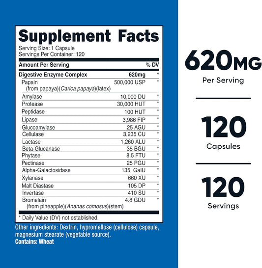 Nutricost Digestive Enzymes (620mg) 120 Capsules