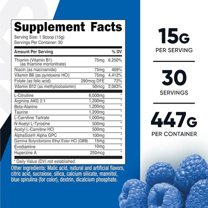 Nutricost Stim-Free Pre-Workout (Blue Raspberry) 30 Servings, Caffeine Free