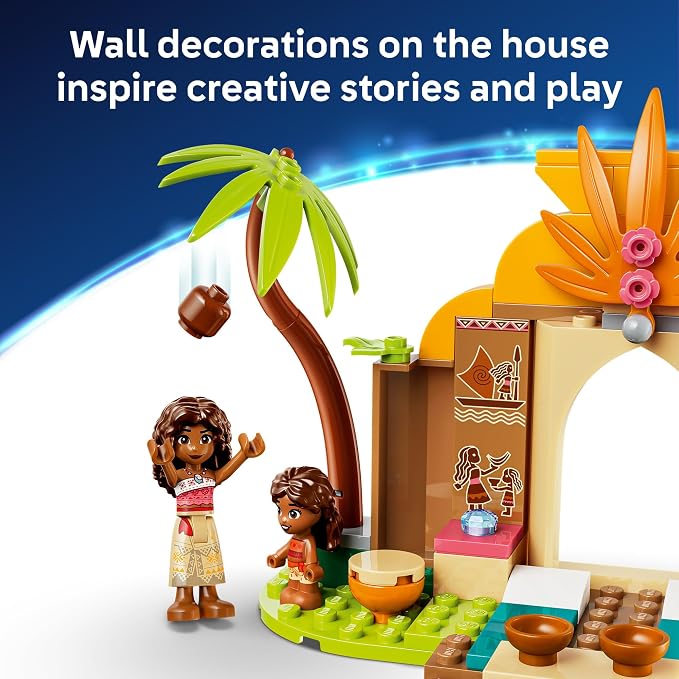 LEGO Disney Moana Village House & Boat 43282 | Building Toys for Girls & Boys, Ages 4+, Develops Fine Motor Skills, Moana Minidoll, 85 pieces, Gift for Birthdays