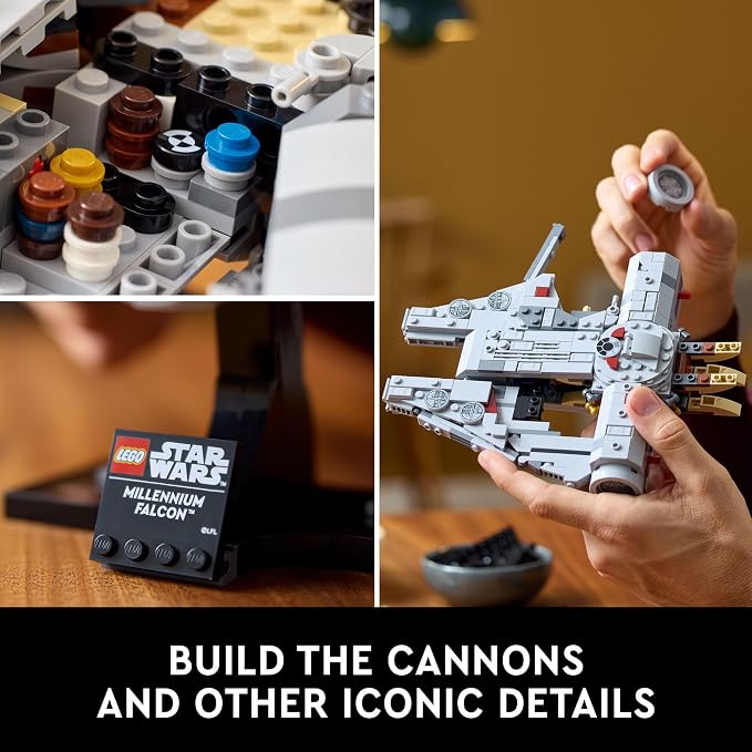 LEGO Star Wars Millennium Falcon 25th Anniversary Collectible - DIY Building Set for Adults, Men & Women, Ages 18+ - A New Hope Model with Display Stand - Star Wars Gift - 75375 | Lego Star Wars Lego 921 Pieces - Millennium Falcon A New Hope #75375