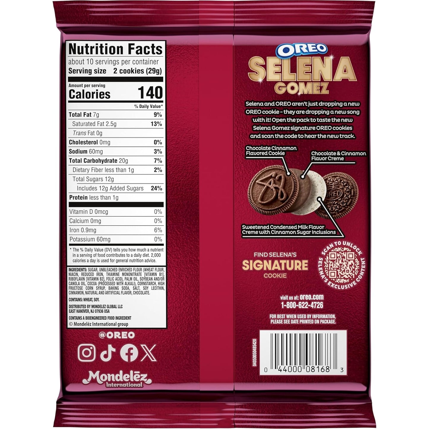Pack of 50 Selena Gomez OREO Cookies, Chocolate and Cinnamon Creme, Limited Edition, 10.68 oz