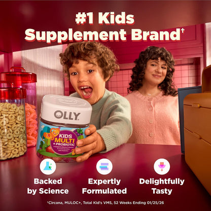 OLLY Kids Multivitamin & Probiotic Gummy, Digestive Support - 100 Count