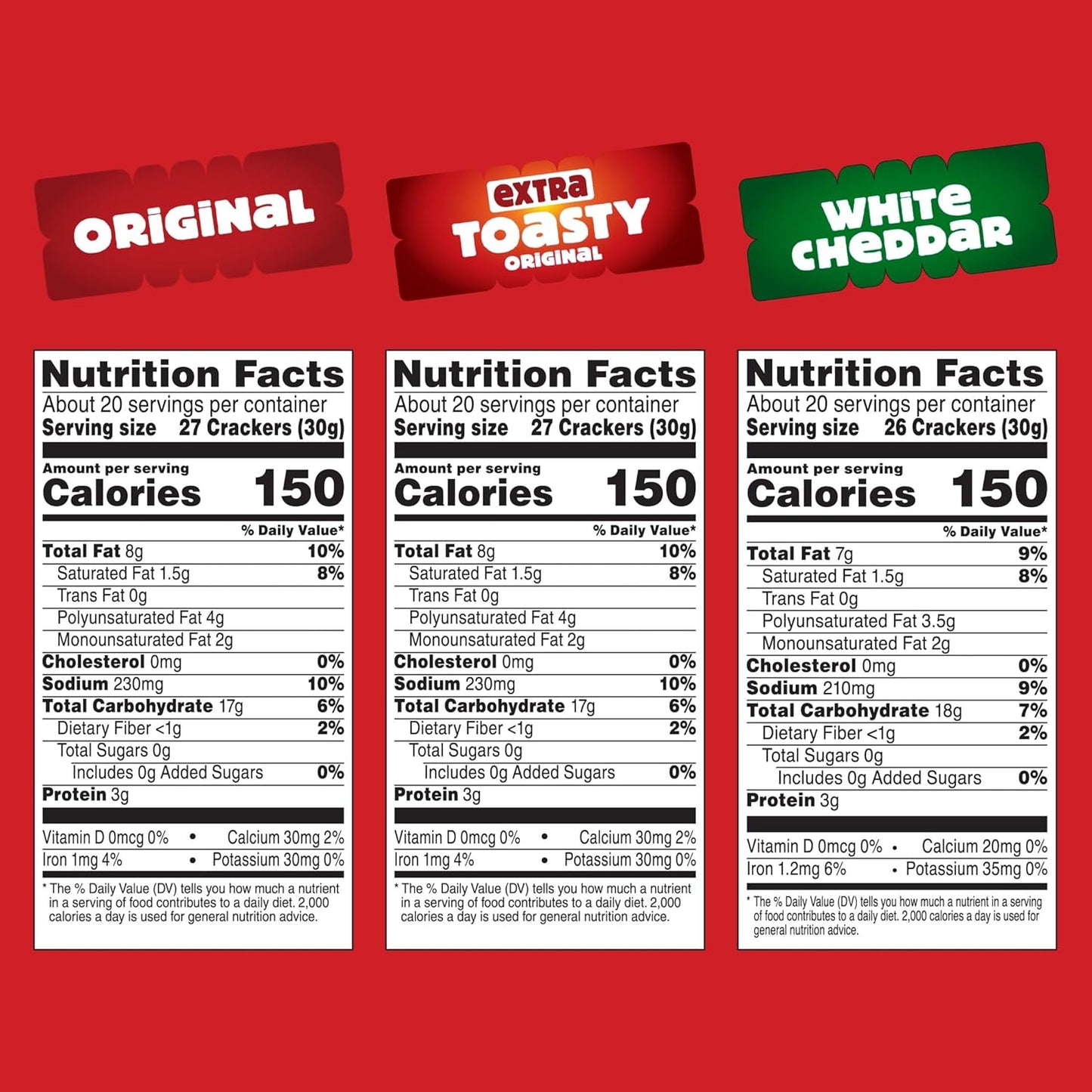 Cheez-It Cheese Crackers, Baked Snack Crackers, Lunch Snacks, Family Size, Variety Pack,(Pack of 6)