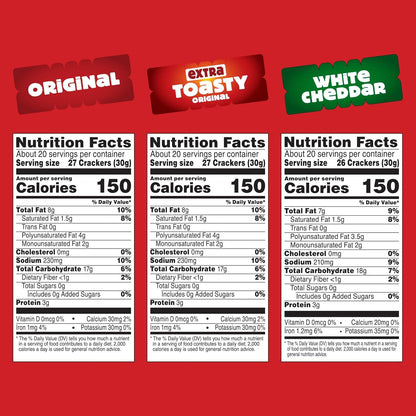 Cheez-It Cheese Crackers, Baked Snack Crackers, Lunch Snacks, Family Size, Variety Pack,(Pack of 6)