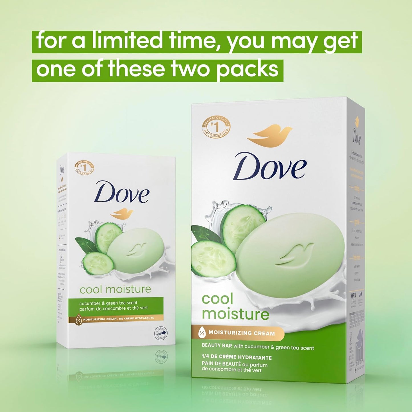 Dove Beauty Bar Soap Cool Moisture Cucumber & Green Tea Scent,for Refreshed Skin,Leaves Skin Refreshed 3.75 oz,(Pack of 16)
