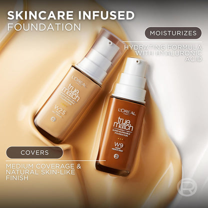 L'Oreal Paris True Match Super-Blendable Foundation, Medium Coverage Liquid Foundation Makeup, N10, Deep, 1 Fl Oz