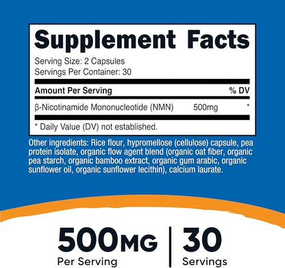 Nutricost NMN (Nicotinamide Mononucleotide) 500mg, 60 Capsules