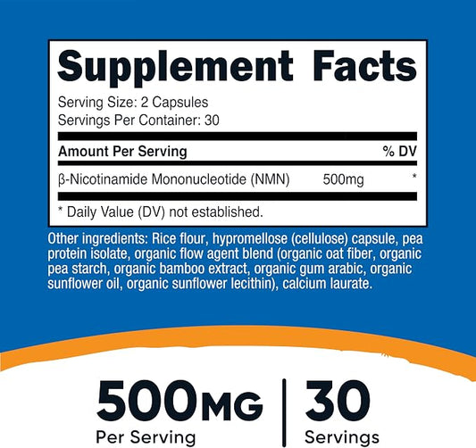 Nutricost NMN (Nicotinamide Mononucleotide) 500mg, 60 Capsules