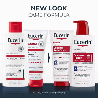 Eucerin Eczema Relief Cream and Body Wash, 13.5 Fl Oz (Pack of 12)