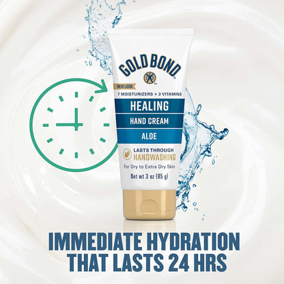 Gold Bond Healing Hand Cream, Hand Cream With Aloe, Moisture That Lasts Through Handwashing, 3 oz. (Pack of 2)