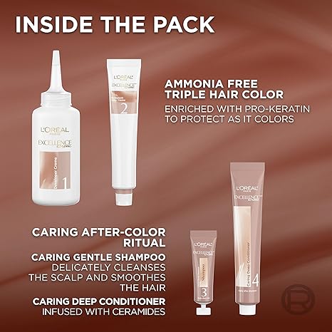 L’Oreal Paris Excellence Universal Nudes Permanent Hair Color, Ammonia Free Hair Dye for Gray Hair Coverage, 7NR Natural Copper, 1 Hair Dye Kit