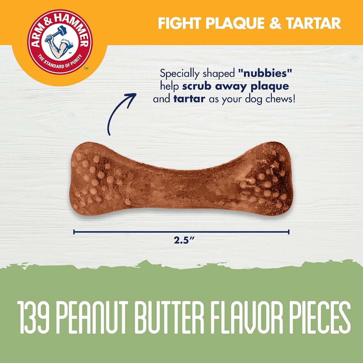 Arm & Hammer Nubbies Dental Treats Value Bucket, Peanut Butter, 139 Count