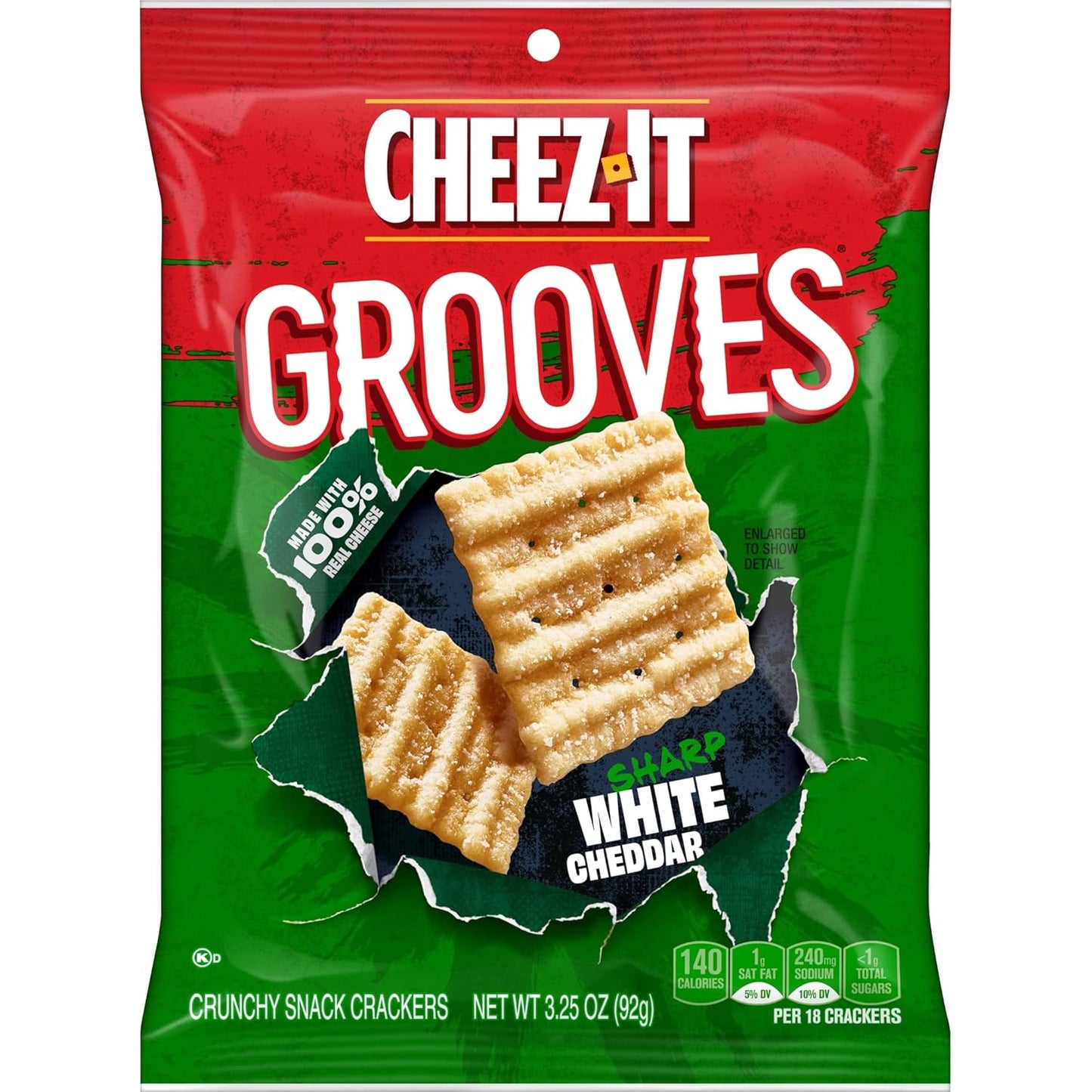 Cheez-It Grooves Crunchy Cheese Crackers, Snack Crackers, Lunch Snacks, Sharp White Cheddar (6 Pouches)
