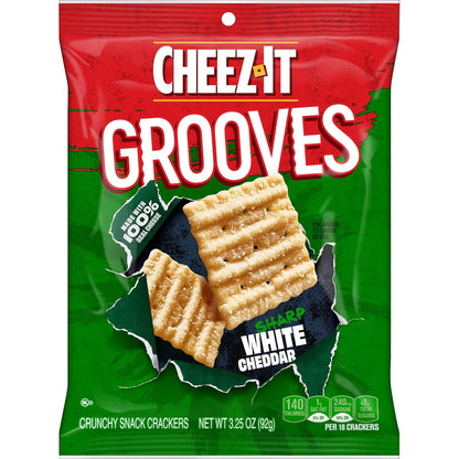 Cheez-It Grooves Crunchy Cheese Crackers, Snack Crackers, Lunch Snacks, Sharp White Cheddar (6 Pouches)