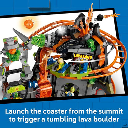 LEGO City Lava Land Roller Coaster Park 60501 | Building Toys for Boys & Girls, Ages 8+, Functioning Rides, 8 Minifigures, 1,165 pieces, Gift for Birthdays