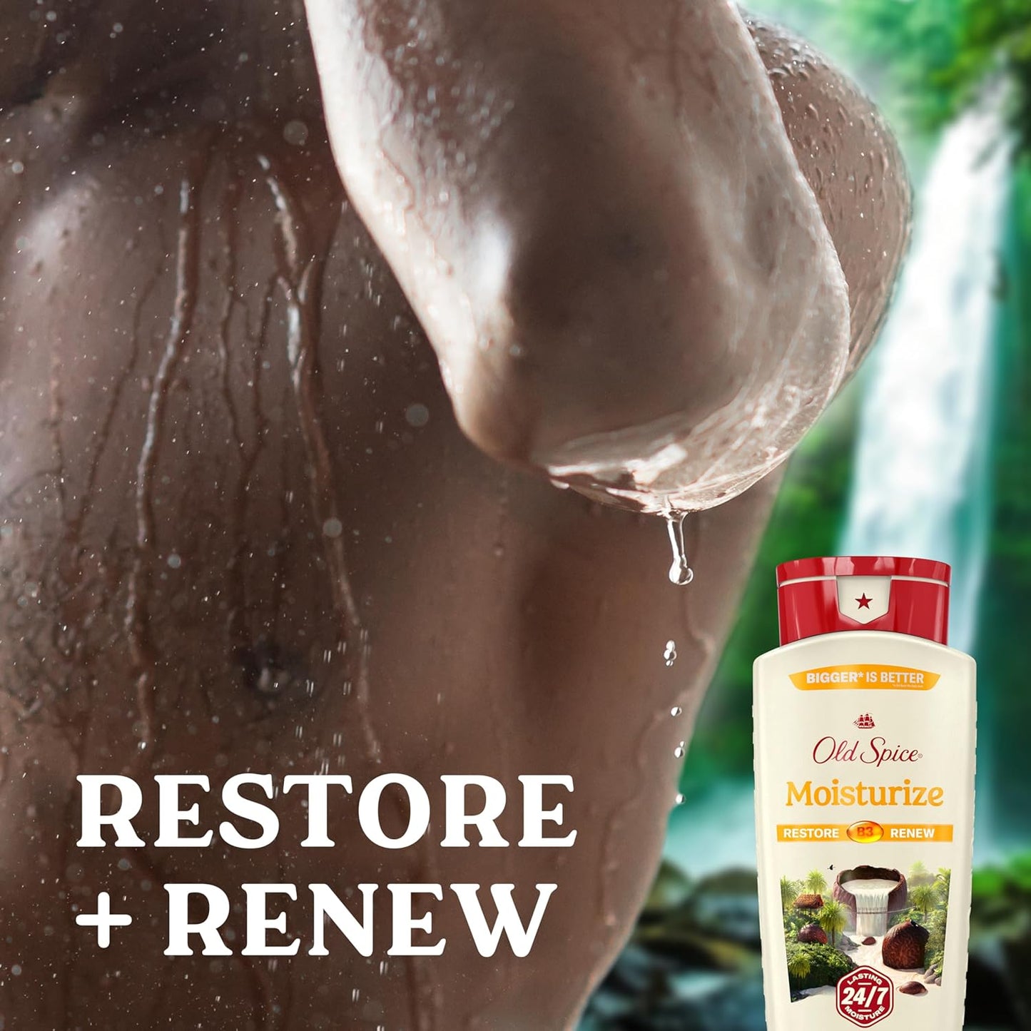 Old Spice Cleansing Body Wash for Men, 24/7 Shower Fresh with Lasting Scent, Restore & Renew, Gentle on Skin, Vitamin B3, Moisturize with Shea Butter Scent, 18 oz (Pack of 4)